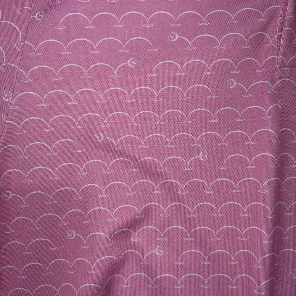 Waggle Golf Polo Shirt Men's Large Pink Golf Print Performance Short Sleeve L - Picture 7 of 8
